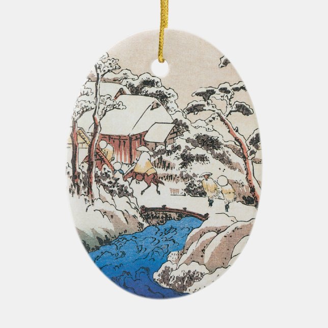 Hiroshige japanisches Kunst-Weihnachten Keramikornament (Vorne)