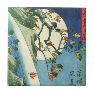 Hiroshige Mond über einem Wasserfall Japanische Fe Fliese