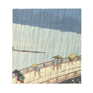 Hiroshige - Ohashi-Brücke im Regen Notizblock