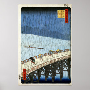 Hiroshige Plötzliche Dusche über Shin-Ōhashi Bridg Poster