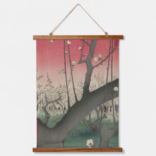 Hiroshige Plum Estate Kameido: Vintage Japanisch Wandteppich Mit Holzrahmen