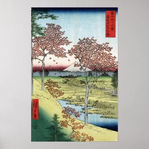 Hiroshige - Sunset Hill, Meguro in östlicher Haupt Poster
