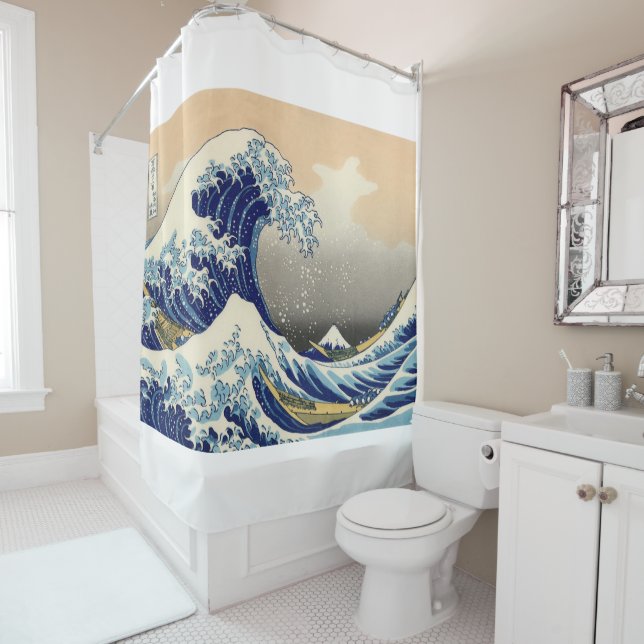 Hiroshige The Great Wave Off Kanagawa Duschvorhang (Beispiel)