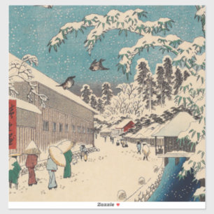 Hiroshige Winterlandschaft Japan Land Aufkleber
