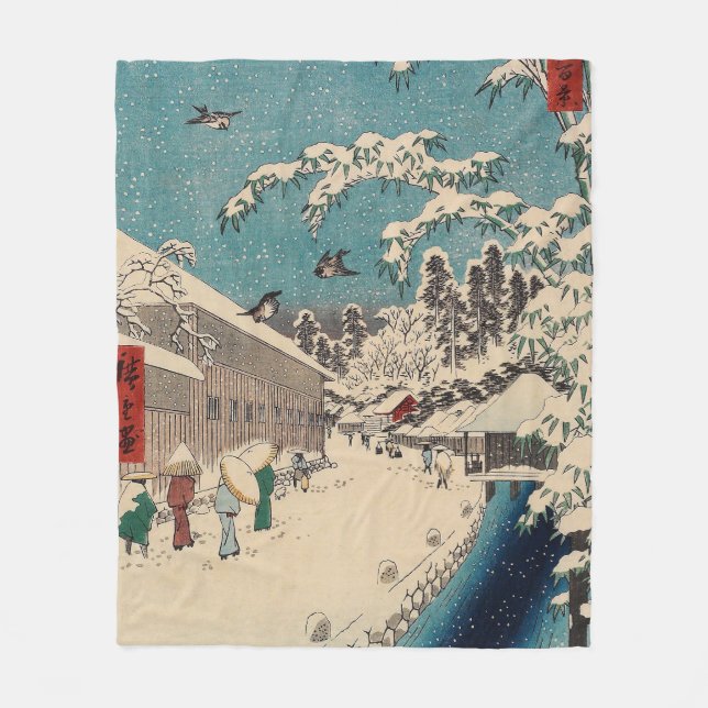 Hiroshige Winterlandschaft Japan Land Fleecedecke (Vorderseite)