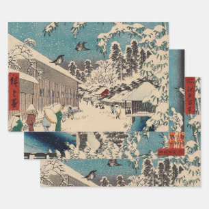 Hiroshige Winterlandschaft Japan Land Geschenkpapier Set