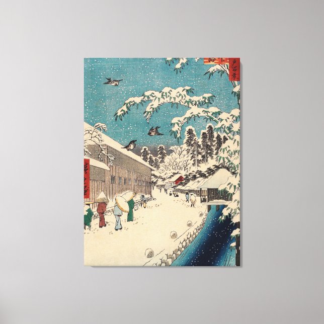 Hiroshige Winterlandschaft Japan Land Leinwanddruck (Vorderseite)