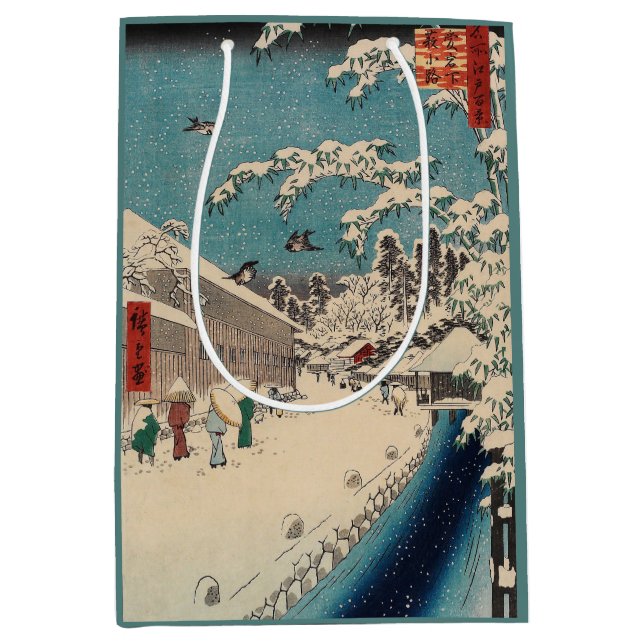 Hiroshige Winterlandschaft Japan Land Mittlere Geschenktüte (Vorderseite)