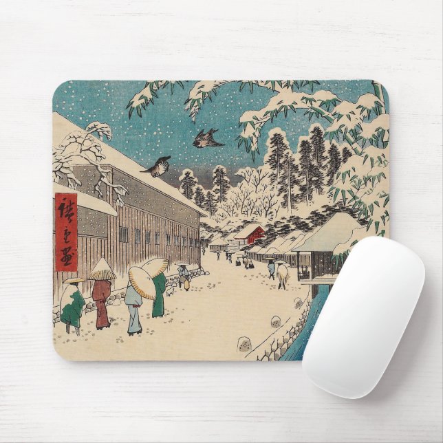 Hiroshige Winterlandschaft Japan Land Mousepad (Mit Mouse)