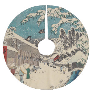 Hiroshige Winterlandschaft Japan Land Polyester Weihnachtsbaumdecke