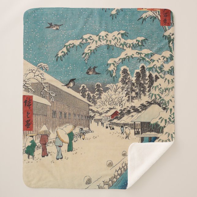 Hiroshige Winterlandschaft Japan Land Sherpadecke (Vorderseite)