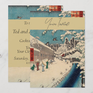 Hiroshige Winterlandschaft Japan Ukiyo-e Antiquitä Einladung