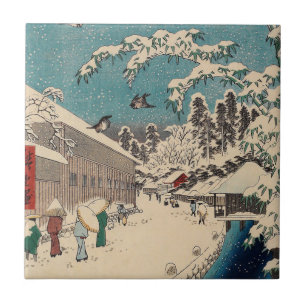 Hiroshige Winterlandschaft Japan Ukiyo-e Antiquitä Fliese