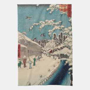Hiroshige Winterlandschaft Japan Ukiyo-e Antiquitä Geschirrtuch
