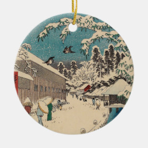 Hiroshige Winterlandschaft Japan Ukiyo-e Antiquitä Keramik Ornament