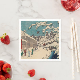 Hiroshige Winterlandschaft Japan Ukiyo-e Antiquitä Serviette