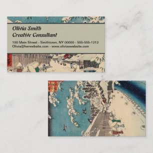 Hiroshige Winterlandschaft Japan Ukiyo-e Antiquitä Visitenkarte