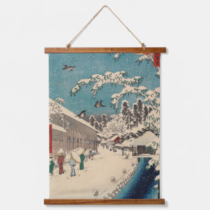 Hiroshige Winterlandschaft Japan Ukiyo-e Antiquitä Wandteppich Mit Holzrahmen