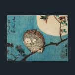 Hiroshige - Zweigstelle Horned Owl Maple Fußmatte<br><div class="desc">Kleine Horned Owl auf Ahornzweig unter Vollmond - Utagawa Hiroshige,  Holzblock-Druck; Tinte und Farbe auf Papier,  1834</div>
