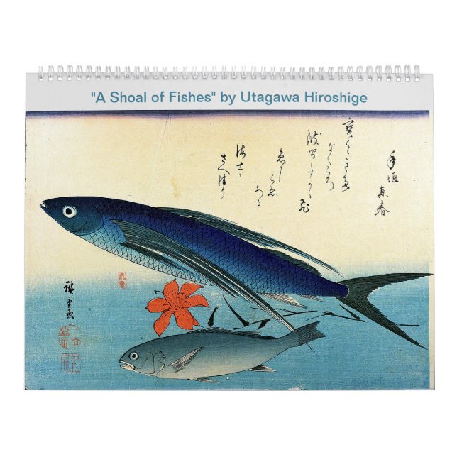  Hiroshige's A Shoal of Fish Japanischer Fischdruc Kalender (Titelbild)