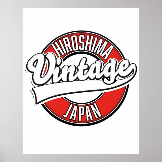 Hiroshima japan Logo im Vintagen Stil Poster (Vorne)
