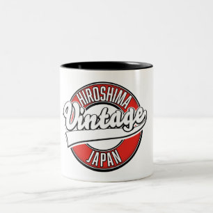 Hiroshima Japan Vintage-Style-Logo Zweifarbige Tasse