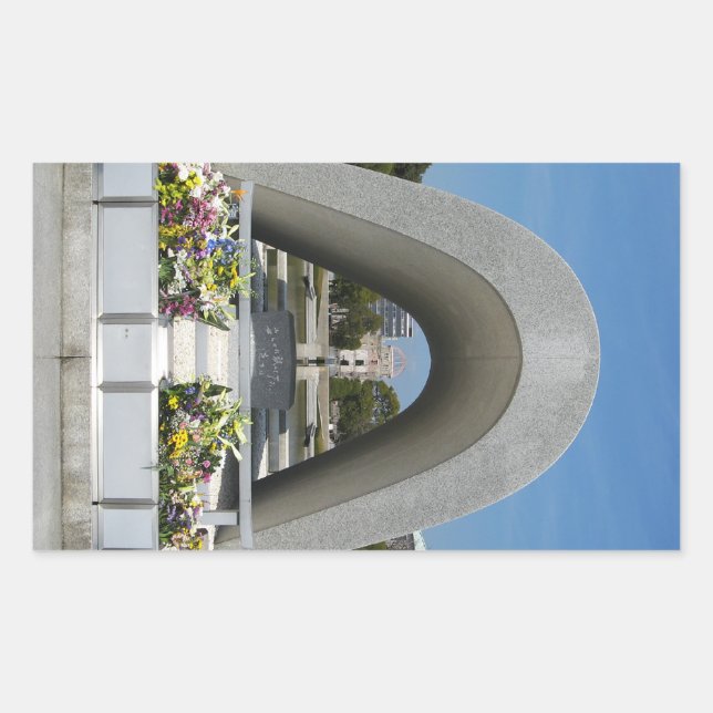 Hiroshima Memorial Cenotaph Rechteckiger Aufkleber (Vorderseite)