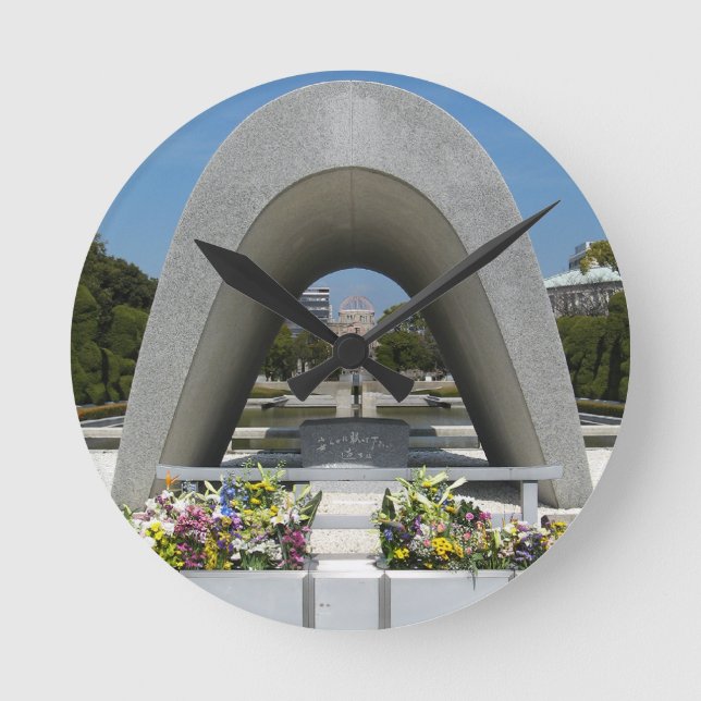 Hiroshima Memorial Cenotaph Runde Wanduhr (Vorderseite)