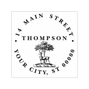 Hirsch am Baum Heraldik-Wappen Emblem Permastempel