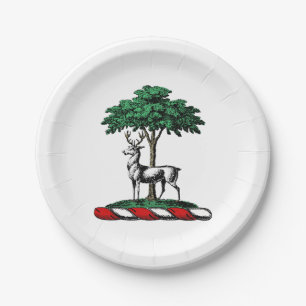 Hirsch am Baum Heraldische Wappen-Emblem Pappteller