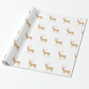 Hirsch auf retro-hölzernem Hintergrund Geschenkpapier