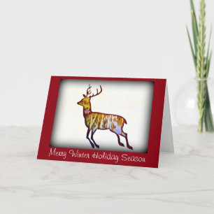 Hirsch auf weiße Weihnachten/Neujahr grüßen Feiertagskarte