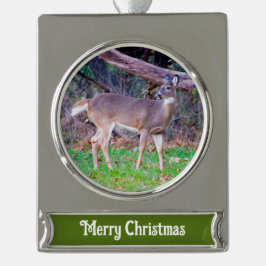 Hirsch Banner-Ornament Silber