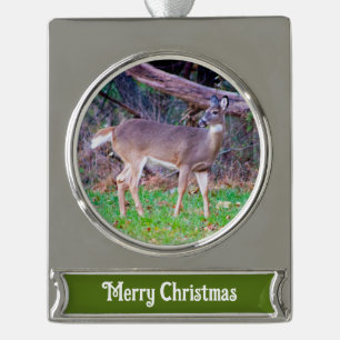 Hirsch Banner-Ornament Silber