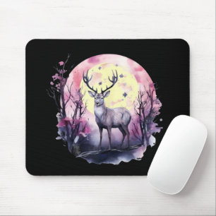 Hirsch Blumenkunst Werk Wildnis Natur Tier Druck F Mousepad