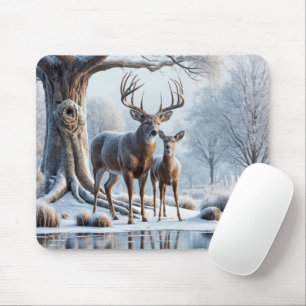 Hirsch durch Icy Pond Mousepad