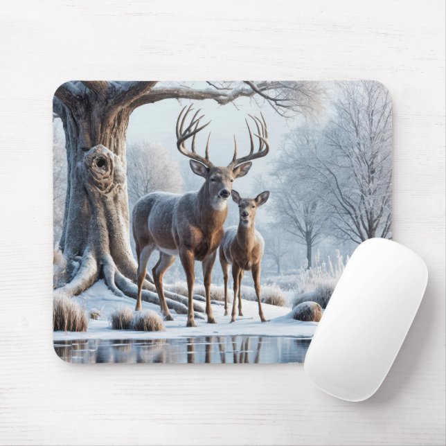 Hirsch durch Icy Pond Mousepad (Mit Mouse)