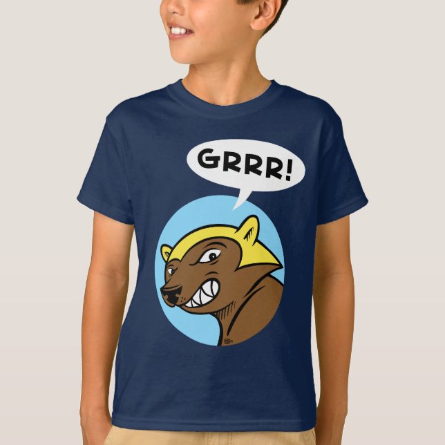 Hirsch-Durchlauf "GRRR!" T-Shirt: Blau T-Shirt (Vorderseite)