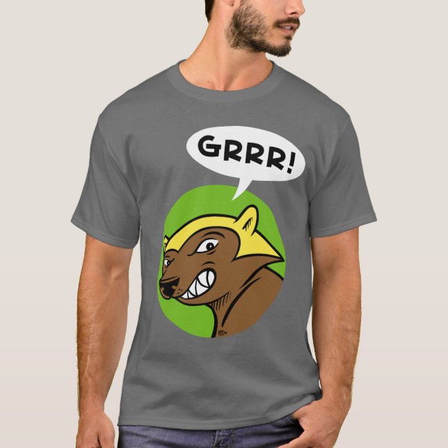 Hirsch-Durchlauf "GRRR!" T-Shirt: Grün T-Shirt (Vorderseite)