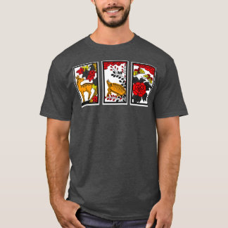 Hirsch Eber Schmetterling Hanafuda Hand Koi Koi T-Shirt
