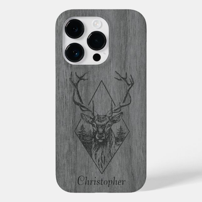 Hirsch - eingraviertes Holz - Holz Case-Mate iPhone Hülle (Rückseite)