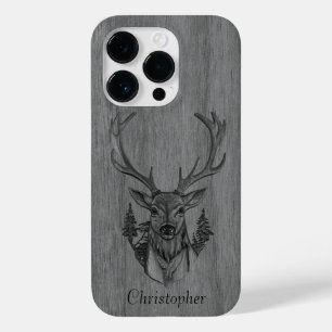 Hirsch - eingraviertes Holz - Holz Case-Mate iPhone 14 Pro Hülle