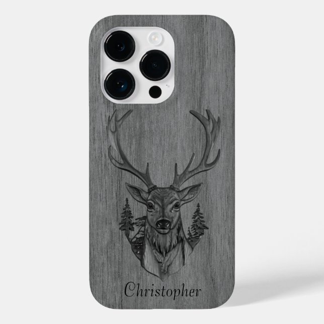 Hirsch - eingraviertes Holz - Holz Case-Mate iPhone Hülle (Rückseite)