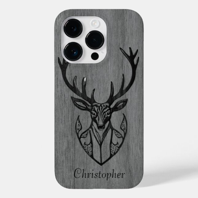 Hirsch - eingraviertes Holz - Holz Case-Mate iPhone Hülle (Rückseite)