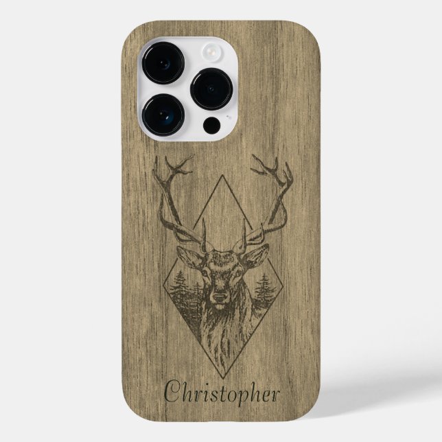 Hirsch - eingraviertes Holz - Holz Case-Mate iPhone Hülle (Rückseite)