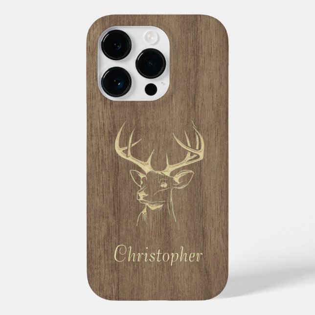 Hirsch - eingraviertes Holz - Holz Case-Mate iPhone Hülle (Rückseite)
