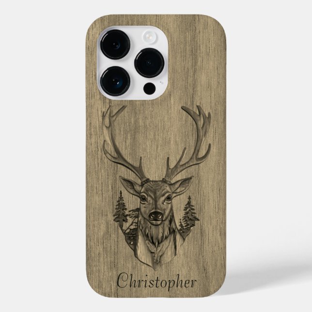 Hirsch - eingraviertes Holz - Holz Case-Mate iPhone Hülle (Rückseite)