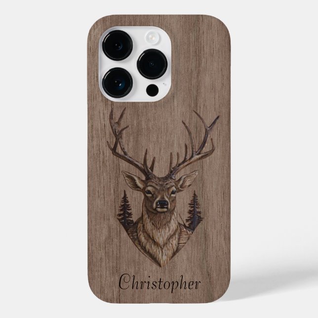 Hirsch - eingraviertes Holz - Holz Case-Mate iPhone Hülle (Rückseite)