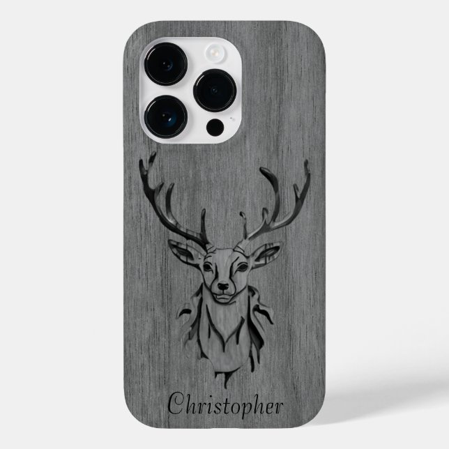 Hirsch - eingraviertes Holz - Holz Case-Mate iPhone Hülle (Rückseite)