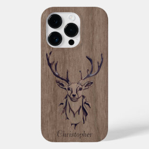 Hirsch - eingraviertes Holz - Holz Case-Mate iPhone 14 Pro Hülle